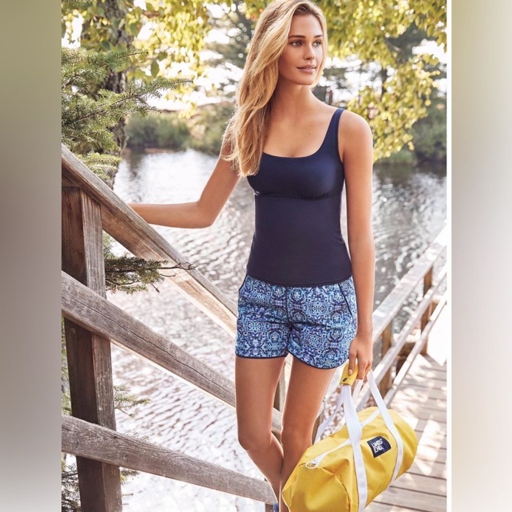 Land’s End Tankini tummy technology Square neck Tankini top underwire Navy Var